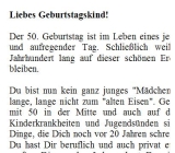 Rede zum 50. Geburtstag für eine Frau