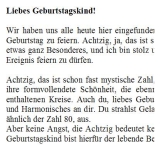 Rede zum 80. Geburtstag für eine Frau