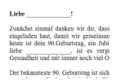 Rede zum 90. Geburtstag für eine Frau