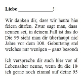 Rede zum 95. Geburtstag für eine Frau