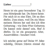 Rede zum 95. Geburtstag für einen Mann