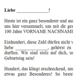 Rede zum 100. Geburtstag für eine Frau