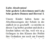 Rede zum Schulabschluss - Elternvertreter spricht