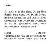 Rede zum 99. Geburtstag für einen Mann