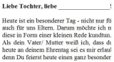 Rede zum 21. Geburtstag der Tochter