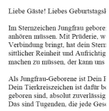 Geburtstagsrede für eine Frau im Sternzeichen Jungfrau