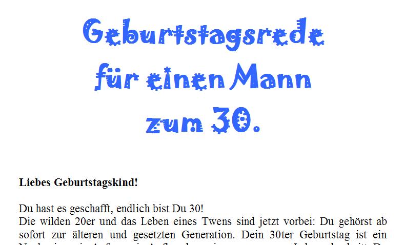 Geburtstagssprüche 30 mann