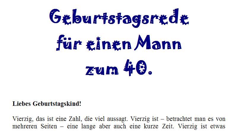 Geburtstagsrede Fur Einen Guten Freund Oder Nahen Verwandten Zum 40 Geburtstag