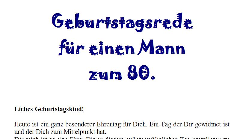 Vortrag Zum 80. Geburtstag Mann Rede zum 80. Geburtstag für einen Mann