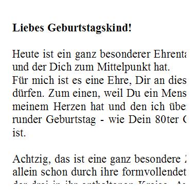 Rede zum 80. Geburtstag für einen nahen Verwandten oder guten Freund