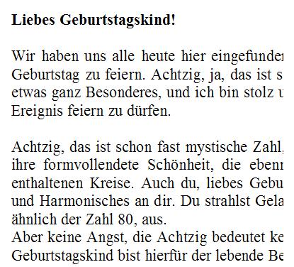 80 Geburtstag Mutter Rede