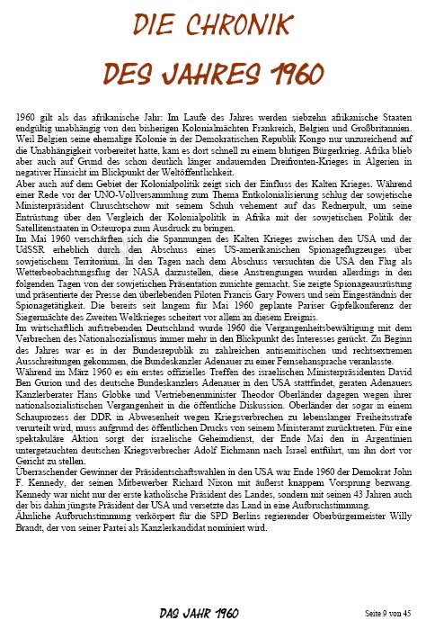 Das Jahr 1960 in einer umfassenden Chronik