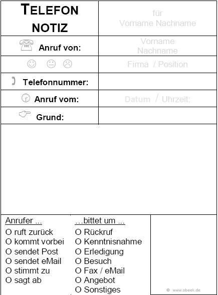 Druckvorlage Fur Telefonnotizen Zum Einfachen Festhalten Von Anrufen