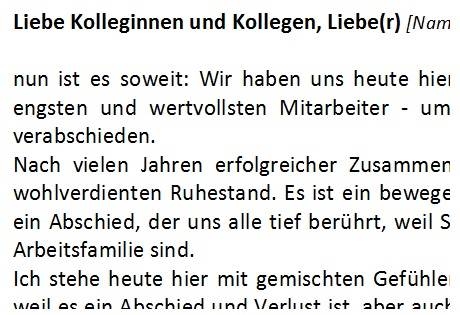 Verabschiedung Ruhestand Rede Vorlage PZGI Verabschiedung Ruhestand Rede Vorlage PZGI