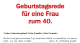 Rede zum 40. Geburtstag für eine Frau