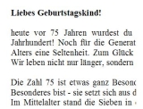 Rede zum 75. Geburtstag für einen Mann