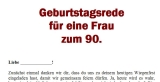 Rede zum 90. Geburtstag für eine Frau