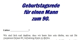 Rede zum 90. Geburtstag für einen Mann