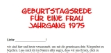 Geburtstagsrede für den Jahrgang 1975 weiblich