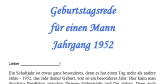 Geburtstagsrede für einen Mann Jahrgang 1952