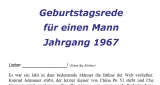 Geburtstagsrede für einen Mann Jahrgang 1967