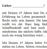 Rede zum 45. Geburtstag für einen Mann