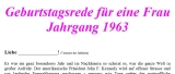 Geburtstagsrede für den Jahrgang 1963 weiblich