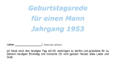 Geburtstagsrede für einen Mann Jahrgang 1953