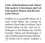 Abiturrede - Elternvertreter spricht