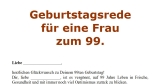 Rede zum 99. Geburtstag für eine Frau