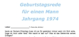 Geburtstagsrede für einen Mann Jahrgang 1974