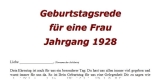 Geburtstagsrede für eine Frau Jahrgang 1928