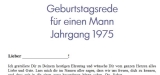 Geburtstagsrede für einen Mann Jahrgang 1975