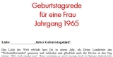 Geburtstagsrede für eine Frau Jahrgang 1965