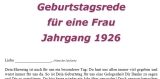 Geburtstagsrede für eine Frau Jahrgang 1926