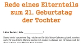 Rede zum 21. Geburtstag der Tochter