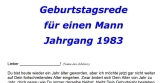 Geburtstagsrede für einen im Jahre 1983 geborenen Freund oder Verwandten